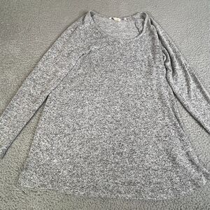 Soft Surroundings Top Womens Small Gray Long Sleeve Button Pullover Blouse